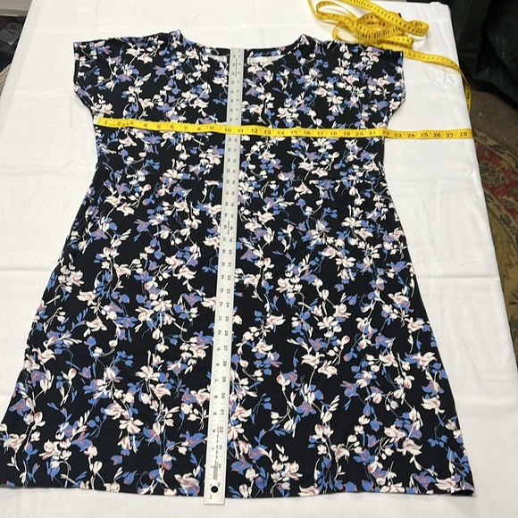 J Jill Wearever Collection Floral Shift Dress Black White Short Sleeve Women’s L - Picture 8 of 12